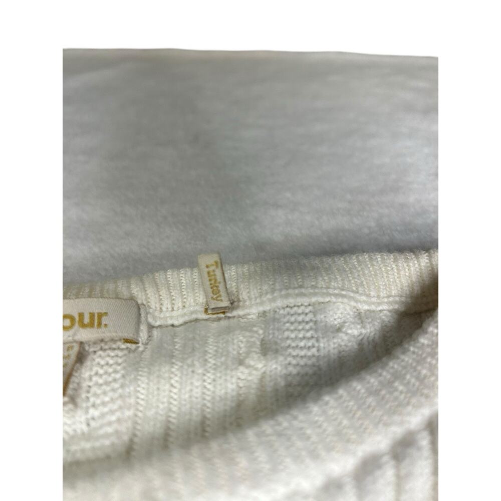 Barbour Cable Knit Sweater Women’s US 4 Cream Pullover Long Sleeve Coastal Chic - Picture 3 of 10